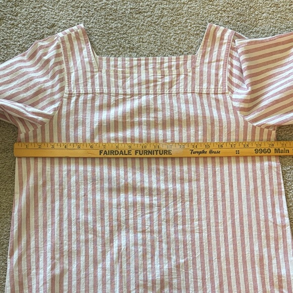 Striped Red and White Square Neck 3/4 sleeves, Cotton and Linen NWOT - Picture 7 of 13